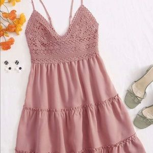 Pink Lace and ruffle spring dress